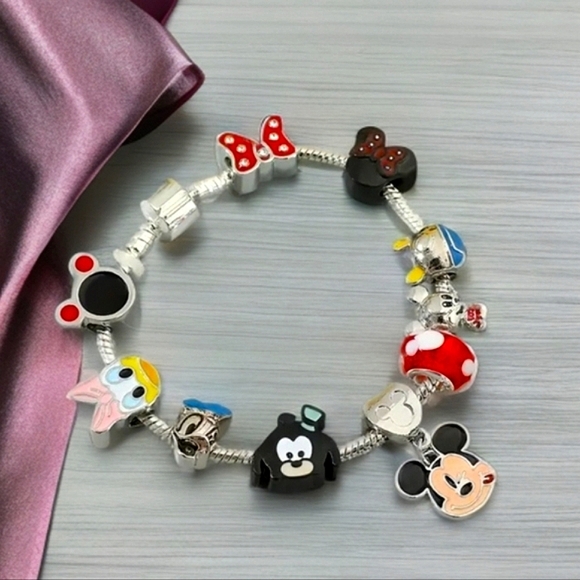 Pandora Style Minnie & Mickey Charm Bracelet - Picture 2 of 5